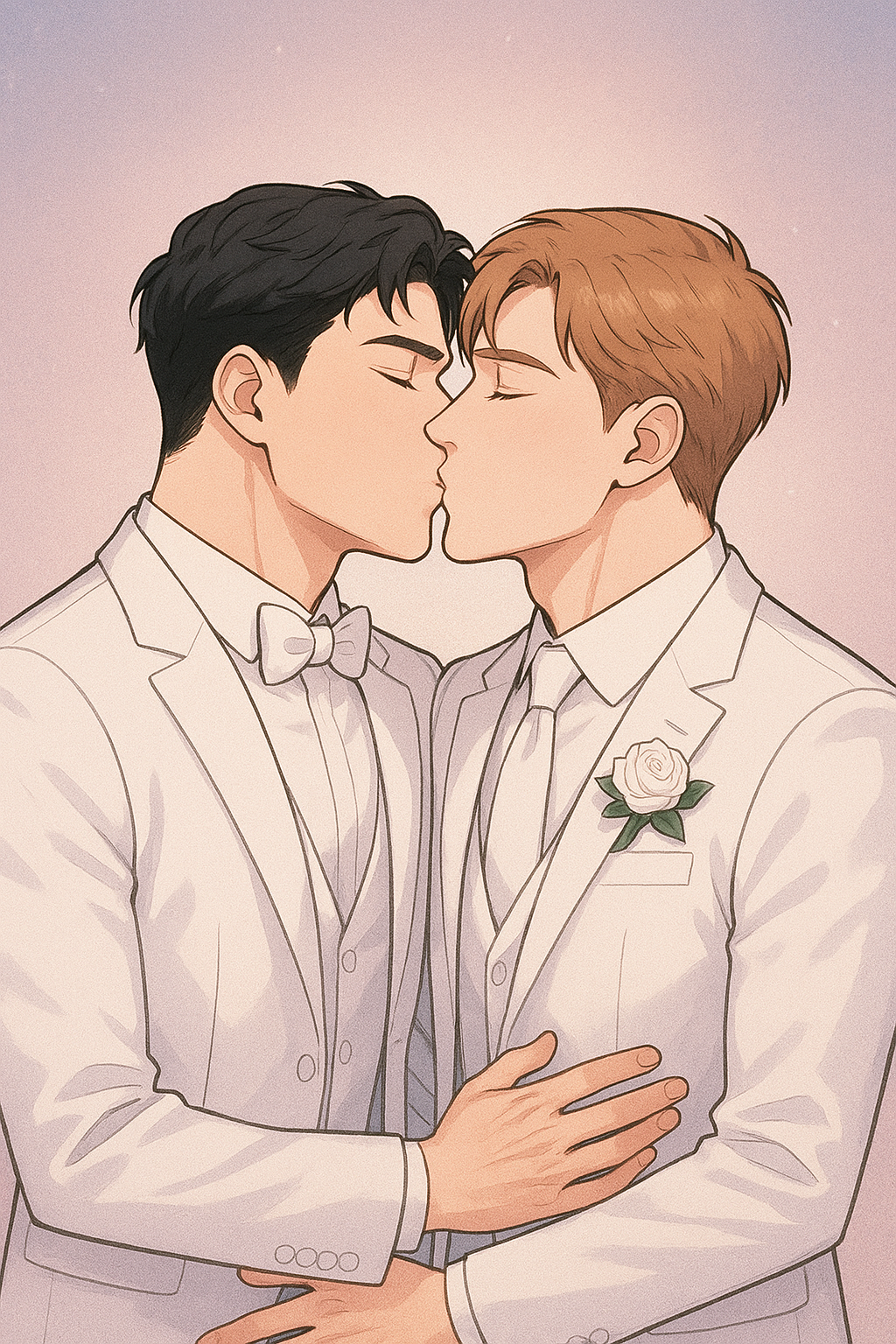 Beijo sob céu de pastel